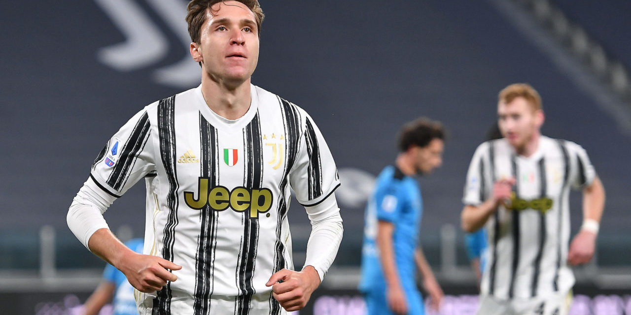 Federico Chiesa celebrates a goal for Juventus against Spezia