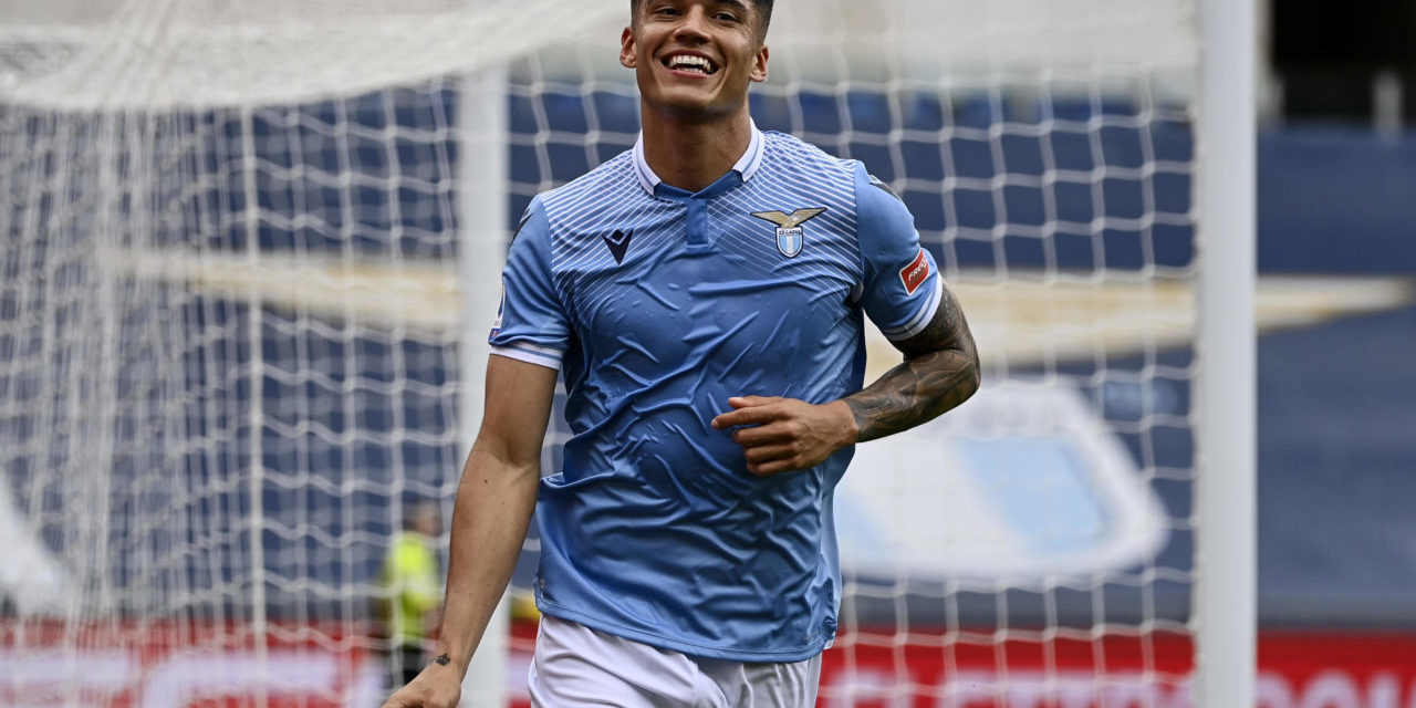 Joaquin Correa celebrates a goal for Lazio against Genoa