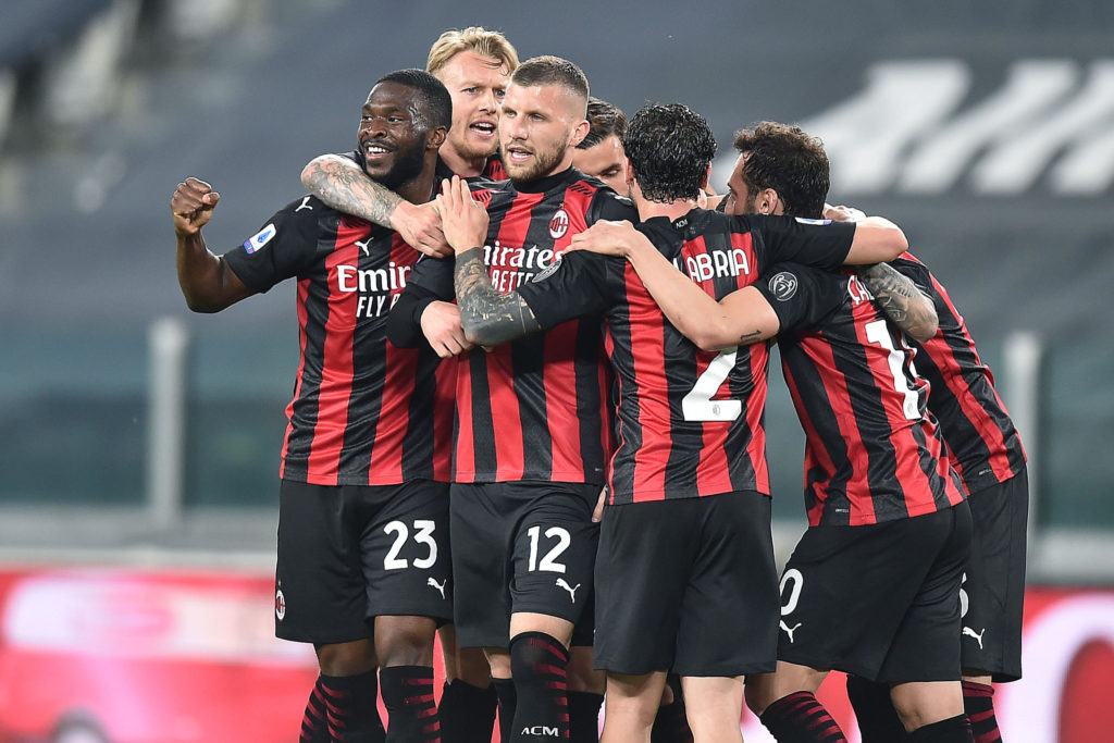 Milan's Ante Rebic celebrates