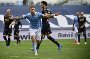 Ciro Immobile celebrates scoring against Genoa