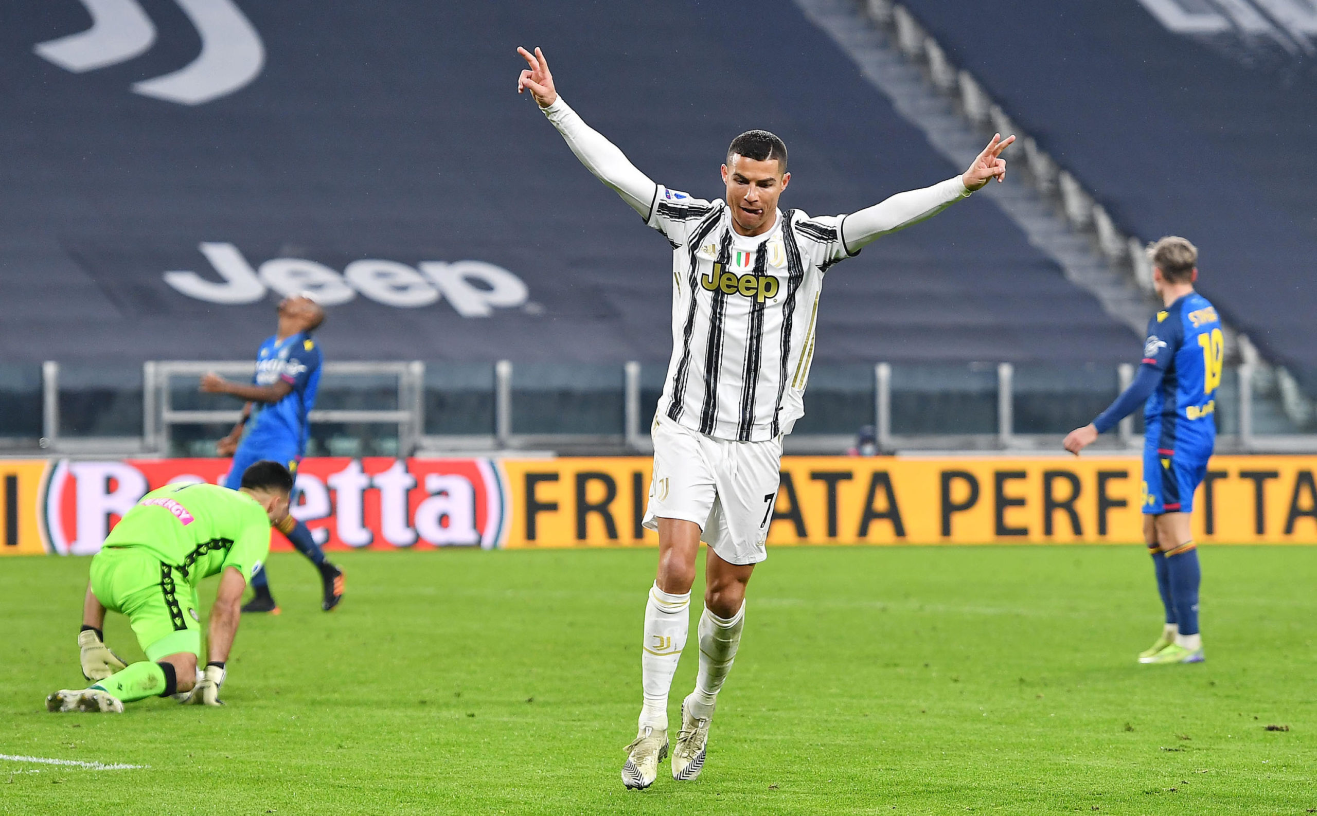 Cristiano Ronaldo celebrates one of his 29 Serie A goals this season