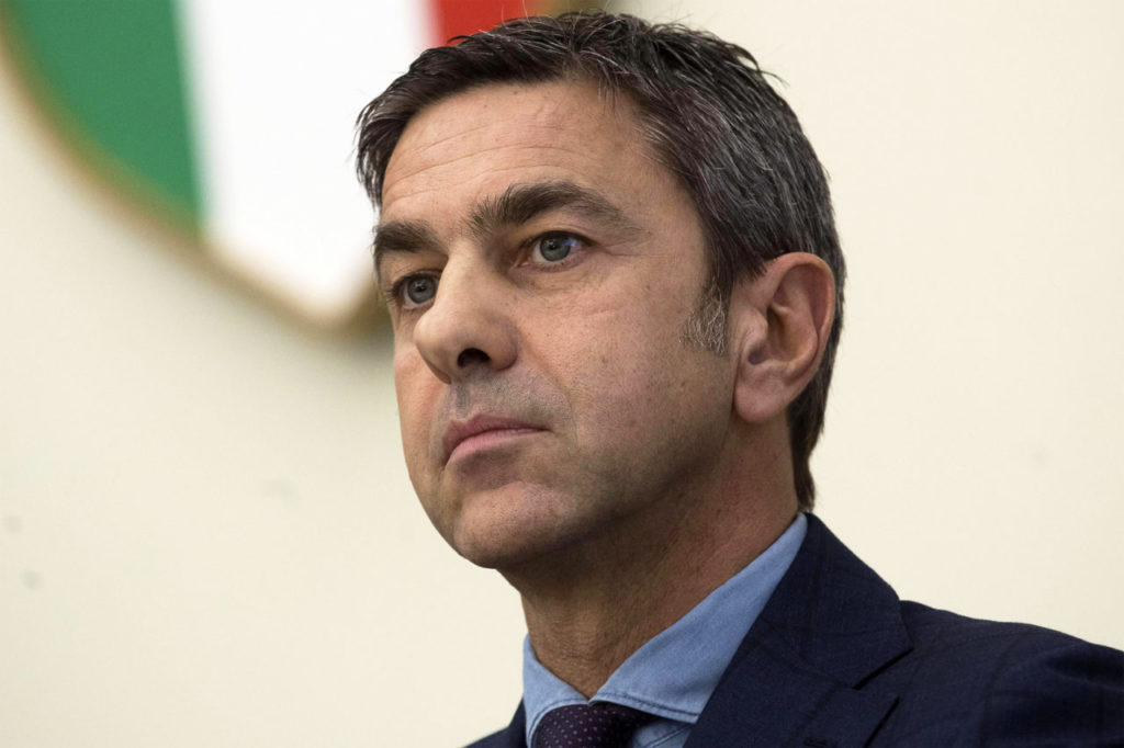 epa06490409 Alessandro Costacurta, newly elected deputy commissioner of the Italian Soccer Federation (FIGC), attends a press conference at the Italian National Olympic Committee (CONI) headquarters in Rome, Italy, 01 February 2018. Costacurta will support newly elected FIGC special commissioner Roberto Fabbricini. EPA-EFE/MASSIMO PERCOSSI