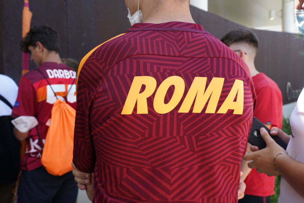 Roma fans at Roma's Ciampino Airport.