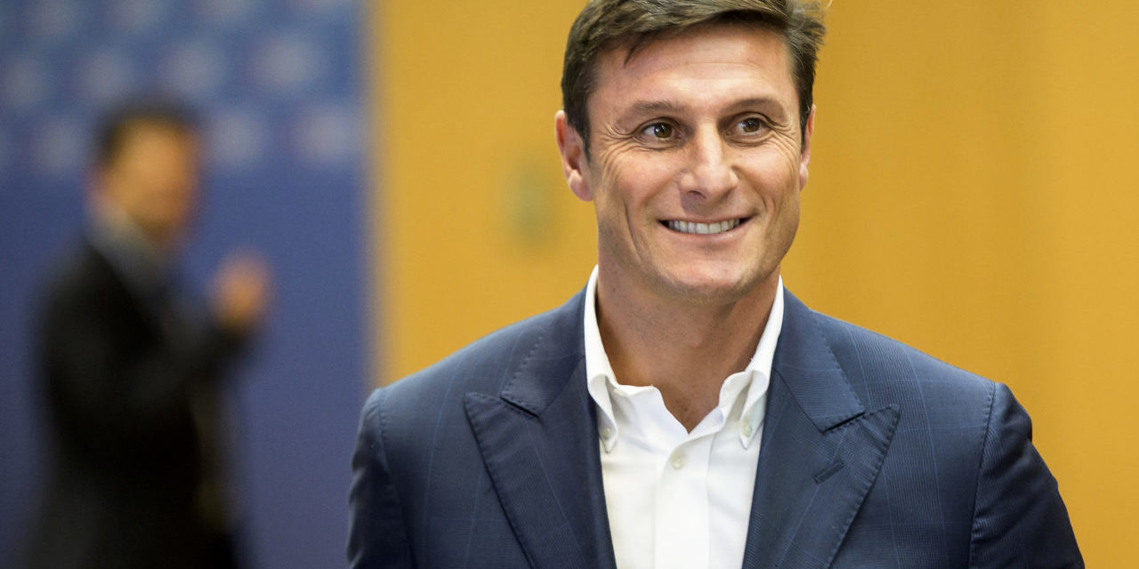 epa06171663 Former Argentinian soccer player Javier Zanetti smiles before the 19th Elite Club Coaches Forum at the UEFA Headquarters in Nyon, Switzerland, 30 August 2017. EPA-EFE/JEAN-CHRISTOPHE BOTT