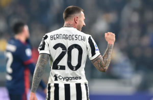 Federico Bernardeschi jubilates after scoring the 2-0 lead during the Italian Serie A soccer match Juventus FC vs Cagliari Calcio at the Allianz Stadium in Turin, Italy, 21 December 2021. EPA-EFE/ALESSANDRO DI MARCO