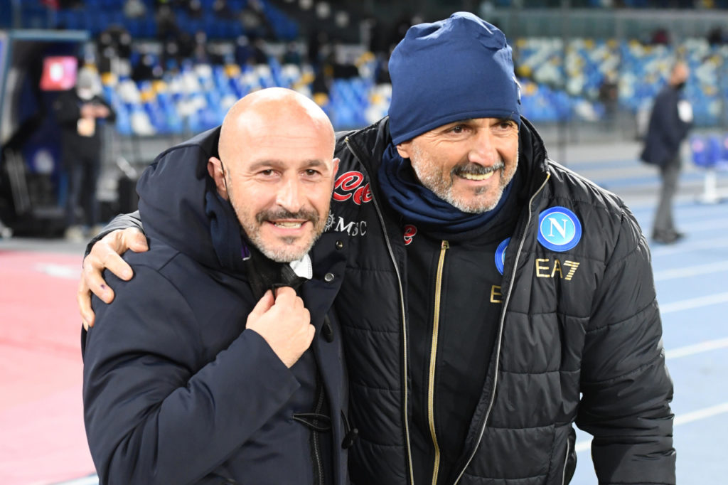 Vincenzo Italiano and Luciano Spalletti of Fiorentina and Napoli, 2022-23 season.