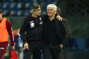 epa09913061 Atalanta's coach Gian Piero Gasperini and Torino's coach Ivan Juric at the end of the  Italian Serie A soccer match Atalanta BC vs Torino FC at the Gewiss Stadium in Bergamo, Italy, 27 April 2022.  EPA-EFE/PAOLO MAGNI