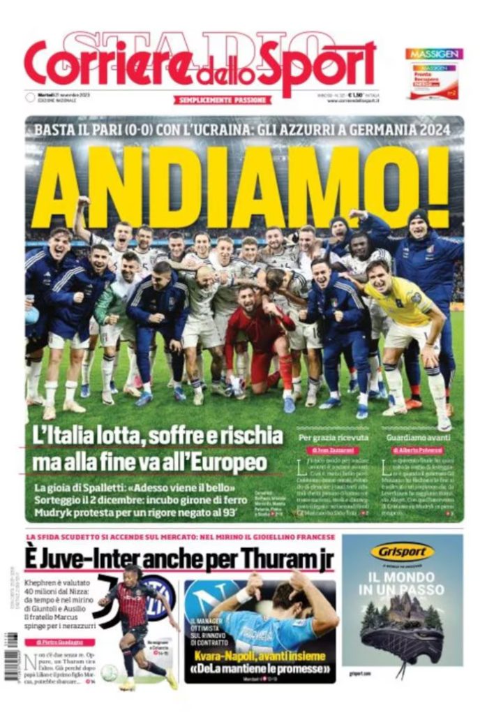 Today S Papers Here We Go Italy Will Be At EURO 2024 Football Italia   Cornov21 698x1024 