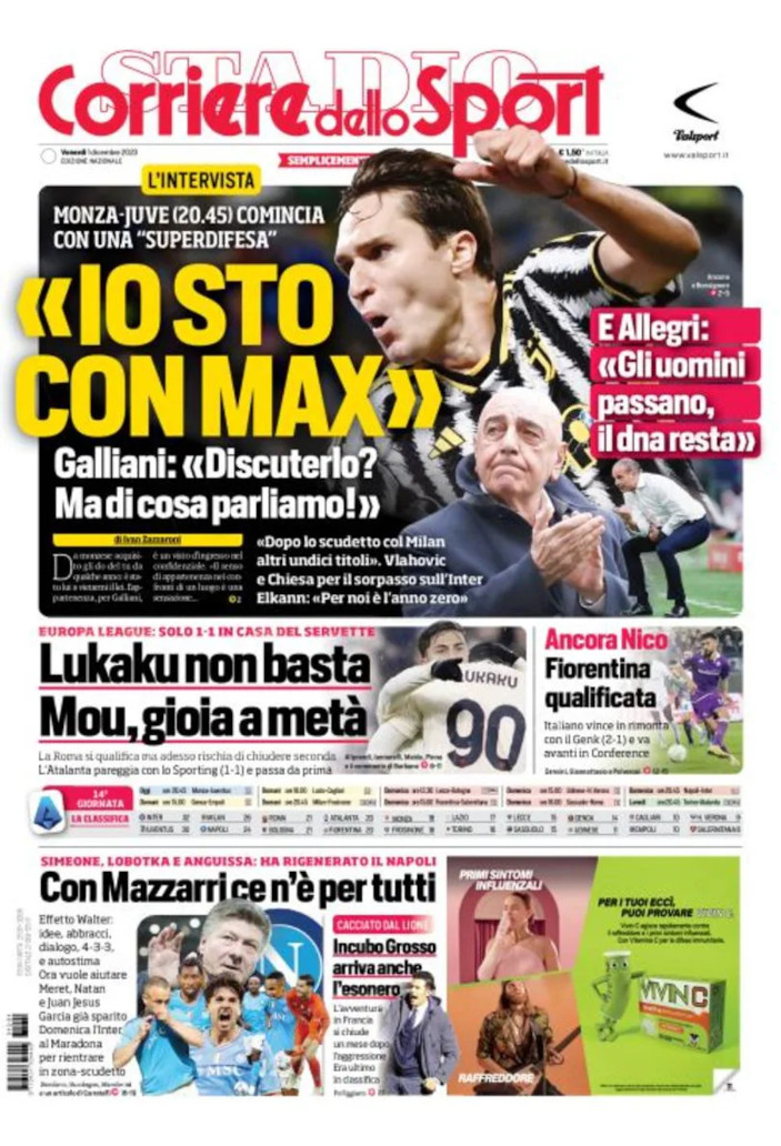 Today's Papers – Vlahovic home is Juve, Milan crisis, Roma risk play-offs -  Football Italia