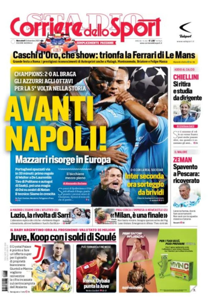 Today's Papers – Inter second, Napoli go forth, Chiellini retires -  Football Italia