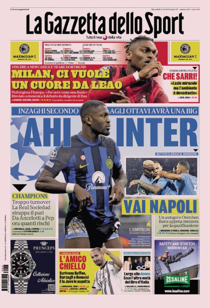 Today's Papers – Inter second, Napoli go forth, Chiellini retires -  Football Italia