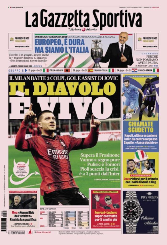 Today’s Papers – Milan Are Alive, Tough For Italy, Napoli-Inter For ...