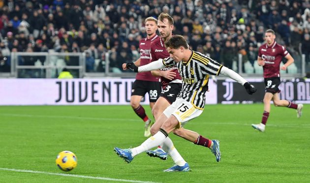 Kenan Yldiz from Serie A side Juventus scores a goal during the Coppa Italia round of 16 soccer match Juventus FC vs US Salernitana at the Allianz Stadium in Turin, Italy, 04 January 2024. EPA-EFE/Alessandro Di Marco