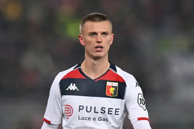 BOLOGNA, ITALY - JANUARY 05: Albert Gudmundsson of Genoa CFC looks on during the Serie A TIM match between Bologna FC and Genoa CFC at Stadio Renato Dall'Ara on January 05, 2024 in Bologna, Italy. (Photo by Alessandro Sabattini/Getty Images)