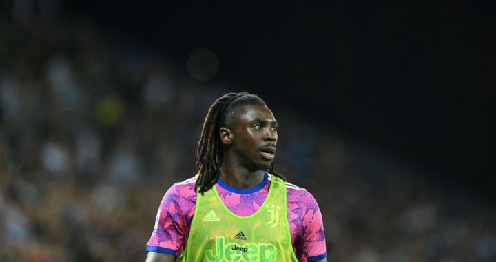 UDINE, ITALY - JUNE 04: Moise Kean of Juventus looks on during the Serie A match between Udinese Calcio and Juventus at Dacia Arena on June 04, 2023 in Udine, Italy. (Photo by Alessandro Sabattini/Getty Images)