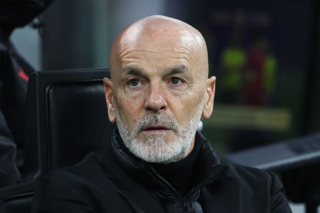 MILAN, ITALY - JANUARY 27: Stefano Pioli, Head Coach of AC Milan, looks on prior to the Serie A TIM match between AC Milan and Bologna FC - Serie A TIM at Stadio Giuseppe Meazza on January 27, 2024 in Milan, Italy. (Photo by Marco Luzzani/Getty Images)