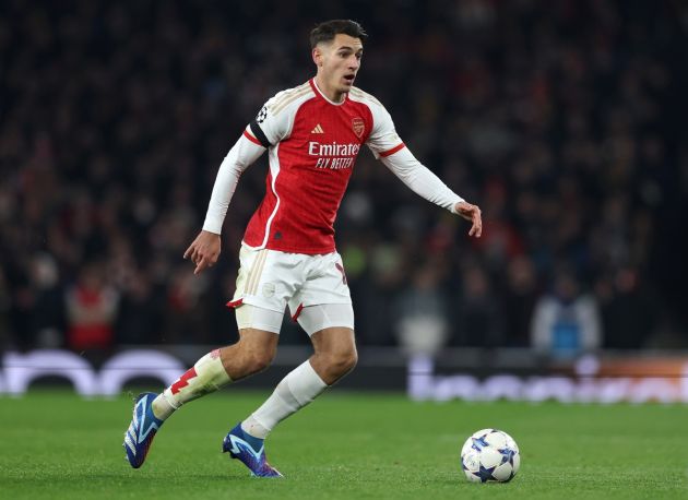 LONDON, ENGLAND - NOVEMBER 29: Jakub Kiwior of Arsenal in action during the UEFA Champions League match between Arsenal FC and RC Lens at Emirates Stadium on November 29, 2023 in London, England. (Photo by Richard Heathcote/Getty Images)