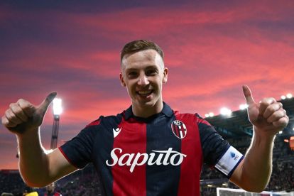 BOLOGNA, ITALY - DECEMBER 23: Lewis Ferguson of Bologna FC celebrates during the Serie A TIM match between Bologna FC and Atalanta BC at Stadio Renato Dall'Ara on December 23, 2023 in Bologna, Italy. (Photo by Alessandro Sabattini/Getty Images)