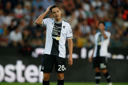 UDINE, ITALY - SEPTEMBER 02: Florian Thauvin of Udinese reacts during the Serie A TIM match between Udinese Calcio and Frosinone Calcio at Udinese Arena on September 02, 2023 in Udine, Italy. (Photo by Timothy Rogers/Getty Images)