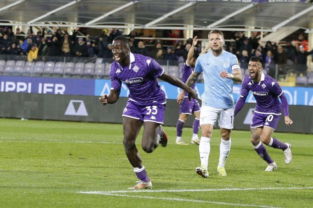 FLORENCE, ITALY - FEBRUARY 26: Michael Kayode of ACF Fiorentina celebrates after scoring a goal during the Serie A TIM match between ACF Fiorentina and SS Lazio at Stadio Artemio Franchi on February 26, 2024 in Florence, Italy. (Photo by Gabriele Maltinti/Getty Images)