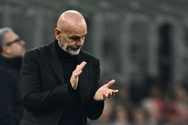 AC Milan coach Stefano Pioli reacts during the UEFA Europa League Last 16 first leg between AC Milan and Rennes at the San Siro Stadium in Milan. (Photo by GABRIEL BOUYS / AFP) (Photo by GABRIEL BOUYS/AFP via Getty Images)
