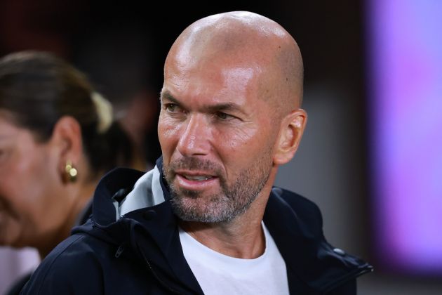 FORT LAUDERDALE, FLORIDA - SEPTEMBER 27: Zinedine Zidane looks on prior to the match between Inter Miami and the Houston Dynamo during the 2023 U.S. Open Cup Final at DRV PNK Stadium on September 27, 2023 in Fort Lauderdale, Florida. (Photo by Hector Vivas/Getty Images)