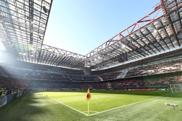 MILAN, ITALY - DECEMBER 17: A general view of the stadium ahead of the Serie A TIM match between AC Milan and AC Monza at Stadio Giuseppe Meazza on December 17, 2023 in Milan, Italy. (Photo by Marco Luzzani/Getty Images)