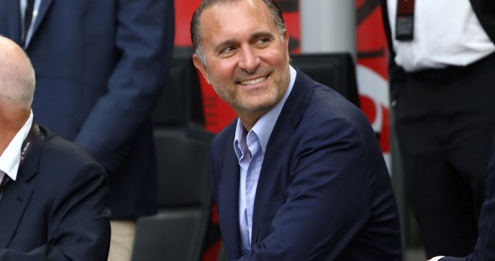 MILAN, ITALY - SEPTEMBER 03: Gerry Cardinale of AC Milan looks on before the Serie A match between AC Milan and FC Internazionale at Stadio Giuseppe Meazza on September 03, 2022 in Milan, Italy. (Photo by Marco Luzzani/Getty Images)