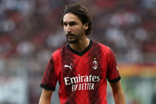 MILAN, ITALY - SEPTEMBER 30: Yacine Adli of AC Milan looks on during the Serie A TIM match between AC Milan and SS Lazio at Stadio Giuseppe Meazza on September 30, 2023 in Milan, Italy. (Photo by Marco Luzzani/Getty Images)