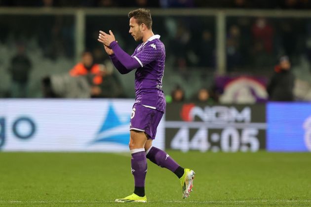FLORENCE, ITALY - FEBRUARY 26: Juventus loanee Arthur Melo of ACF Fiorentina reacts during the Serie A TIM match between ACF Fiorentina and SS Lazio at Stadio Artemio Franchi on February 26, 2024 in Florence, Italy. (Photo by Gabriele Maltinti/Getty Images)