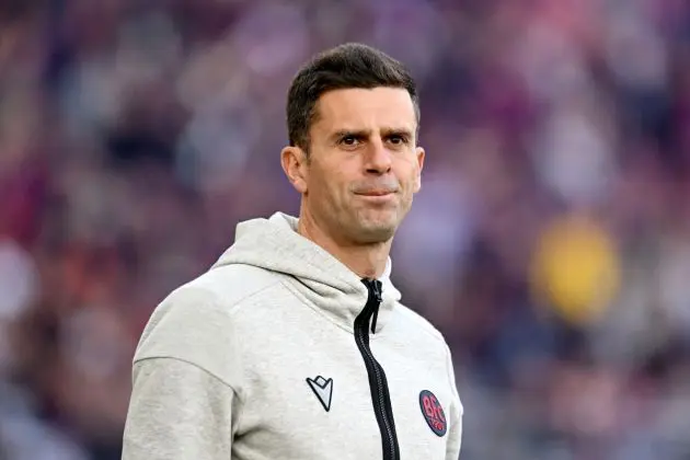 BOLOGNA, ITALY - DECEMBER 23: Thiago Motta, Head Coach of Bologna FC, looks on prior to the Serie A TIM match between Bologna FC and Atalanta BC at Stadio Renato Dall'Ara on December 23, 2023 in Bologna, Italy. (Photo by Alessandro Sabattini/Getty Images)