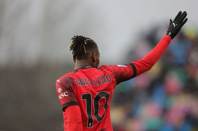 EMPOLI, ITALY - JANUARY 7: Rafael Leao of AC Milan reacts during the Serie A TIM match between Empoli FC and AC Milan at Stadio Carlo Castellani on January 7, 2024 in Empoli, Italy. (Photo by Gabriele Maltinti/Getty Images)