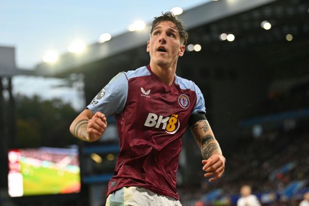Aston Villa midfielder Nicolo Zaniolo looks on during the English Premier League football match between Aston Villa and West Ham United at Villa Park in Birmingham, central England on October 22, 2023. (Photo by JUSTIN TALLIS / AFP) / RESTRICTED TO EDITORIAL USE. No use with unauthorized audio, video, data, fixture lists, club/league logos or 'live' services. Online in-match use limited to 120 images. An additional 40 images may be used in extra time. No video emulation. Social media in-match use limited to 120 images. An additional 40 images may be used in extra time. No use in betting publications, games or single club/league/player publications. / (Photo by JUSTIN TALLIS/AFP via Getty Images)