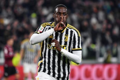 TURIN, ITALY - JANUARY 04: Timothy Weah of Juventus celebrates scoring their team's sixth goal during the Coppa Italia Round of 16 match between Juventus FC and US Salernitana at Allianz Stadium on January 04, 2024 in Turin, Italy. (Photo by Valerio Pennicino/Getty Images)