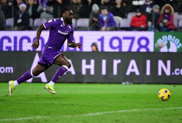 Fiorentina's foward M'Bala Nzola in action during the Coppa Italia soccer match between ACF Fiorentina and Bologna FC, in Florence, Italy, 09 January 2024.