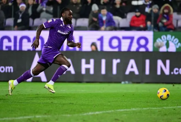 Fiorentina's foward M'Bala Nzola in action during the Coppa Italia soccer match between ACF Fiorentina and Bologna FC, in Florence, Italy, 09 January 2024.