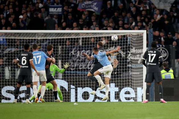 ROME, ITALY - MARCH 30: Adam Marusic of SS Lazio scores his team's first goal during the Serie A TIM match between SS Lazio and Juventus at Stadio Olimpico on March 30, 2024 in Rome, Italy. (Photo by Paolo Bruno/Getty Images)