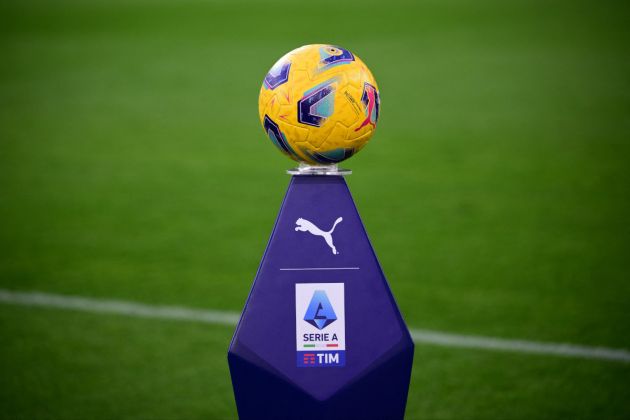 The ball of Italian Serie A is pictured before the Italian Serie A football match between Juventus and Atalanta at the Allianz Stadium in Turin on March 10, 2024. (Photo by MARCO BERTORELLO / AFP) (Photo by MARCO BERTORELLO/AFP via Getty Images)