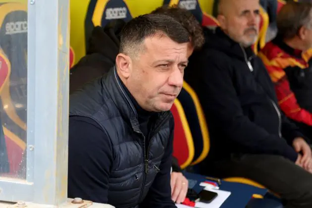 LECCE, ITALY - MARCH 10: Head coach of Lecce Roberto D'Aversa looks on prior the Serie A TIM match between US Lecce and Hellas Verona FC - Serie A TIM at Stadio Via del Mare on March 10, 2024 in Lecce, Italy. (Photo by Maurizio Lagana/Getty Images)