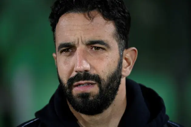 Sporting Lisbon's Portuguese coach Ruben Amorim looks on during the Portuguese League football match between Rio Ave FC and Sporting CP at the Rio Ave FC - Dos Arcos stadium in Vila do Conde, on February 25, 2024. (Photo by MIGUEL RIOPA / AFP) (Photo by MIGUEL RIOPA/AFP via Getty Images)