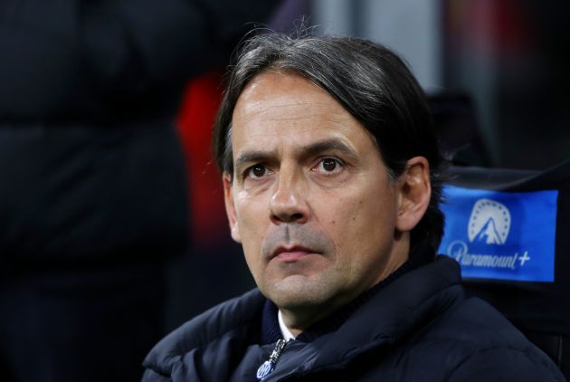 MILAN, ITALY - MARCH 04: Simone Inzaghi, Head Coach of FC Internazionale, looks on prior to the Serie A TIM match between FC Internazionale and Genoa CFC - Serie A TIM at Stadio Giuseppe Meazza on March 04, 2024 in Milan, Italy. (Photo by Marco Luzzani/Getty Images)