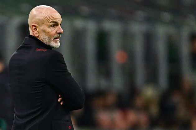 AC Milan coach Stefano Pioli looks on during the UEFA Europa League match, Round of 16, 1st leg, between AC Milan and SK Slavia Prague at the San Siro Stadium in Milan on March 7, 2024. (Photo by GABRIEL BOUYS / AFP) (Photo by GABRIEL BOUYS/AFP via Getty Images)