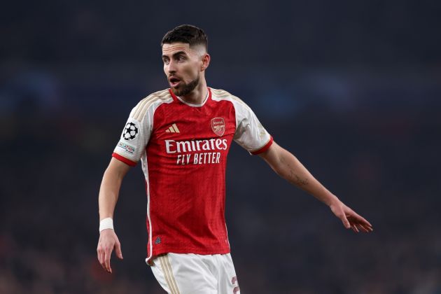 LONDON, ENGLAND - MARCH 12: Jorginho of Arsenal during the UEFA Champions League 2023/24 round of 16 second leg match between Arsenal FC and FC Porto at Emirates Stadium on March 12, 2024 in London, England. (Photo by Julian Finney/Getty Images)