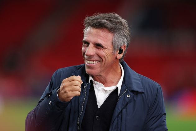 LONDON, ENGLAND - OCTOBER 17: Gianfranco Zola reacts prior to the UEFA EURO 2024 European qualifier match between England and Italy at Wembley Stadium on October 17, 2023 in London, England. (Photo by Richard Heathcote/Getty Images)