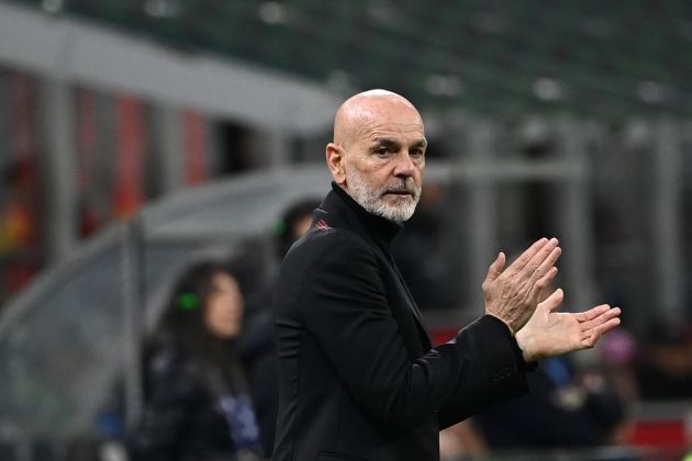 AC Milan head coach Stefano Pioli reacts during the Italian Serie A football match between Milan AC and Atalanta at San Siro stadium in Milan on February 25, 2024. (Photo by Isabella BONOTTO / AFP) (Photo by ISABELLA BONOTTO/AFP via Getty Images)