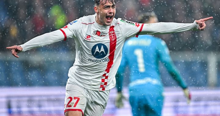 GENOA, ITALY - MARCH 9: Daniel Maldini of Monza celebrates after scoring a goal during the Serie A TIM match between Genoa CFC and AC Monza at Stadio Luigi Ferraris on March 9, 2024 in Genoa, Italy. (Photo by Simone Arveda/Getty Images)