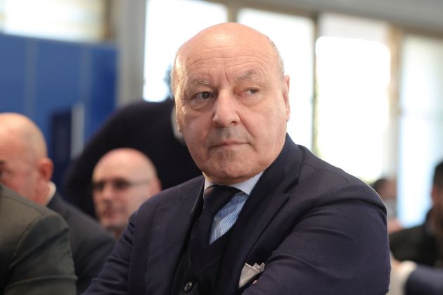 FLORENCE, ITALY - JANUARY 29: Inter CEO Giuseppe Marotta during the "Panchina d'Oro" award season 2022/2023 at Centro Tecnico Federale di Coverciano on January 29, 2024 in Florence, Italy. (Photo by Gabriele Maltinti/Getty Images)
