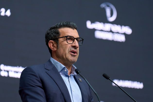 MADRID, SPAIN - FEBRUARY 26: Laureus Academy Member Luis Figo gives a speech during the Laureus World Sports Awards 2024 nominations announcement at Real Casa de Correos on February 26, 2024 in Madrid, Spain. (Photo by Angel Martinez/Getty Images for Laureus)
