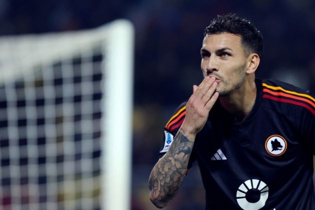 Leandro Paredes of Roma celebrates after scoring the 0-3 goal during the Serie A soccer match between Frosinone Calcio and AS Roma, in Frosinone, Italy, 18 February 2024. EPA-EFE/FEDERICO PROIETTI