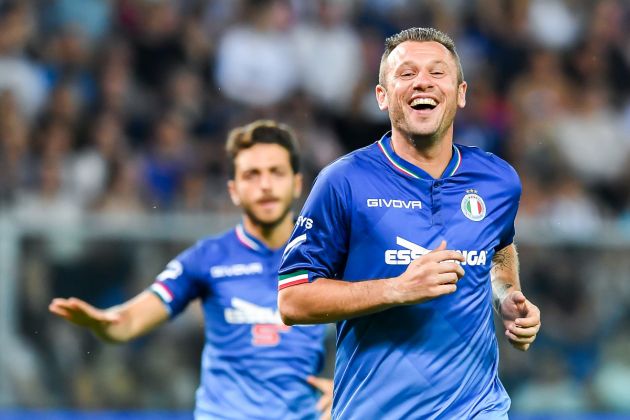 GENOA, ITALY - MAY 30: Former Roma's football player Antonio Cassano during the 'Partita Del Cuore' Charity Match at Stadio Luigi Ferraris on May 30, 2018 in Genoa, Italy. (Photo by Paolo Rattini/Getty Images)